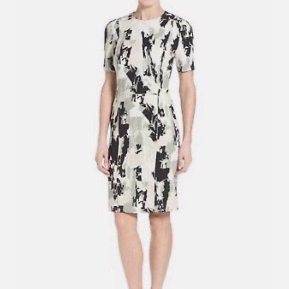 Hugo Boss BOSS Depina Print Stretch Woven Sheath Dress Abstract Women’s 10